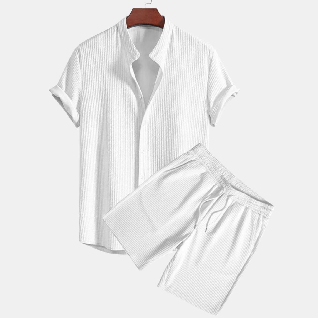 Waffle Button-Up Set – Casual & Comfortable