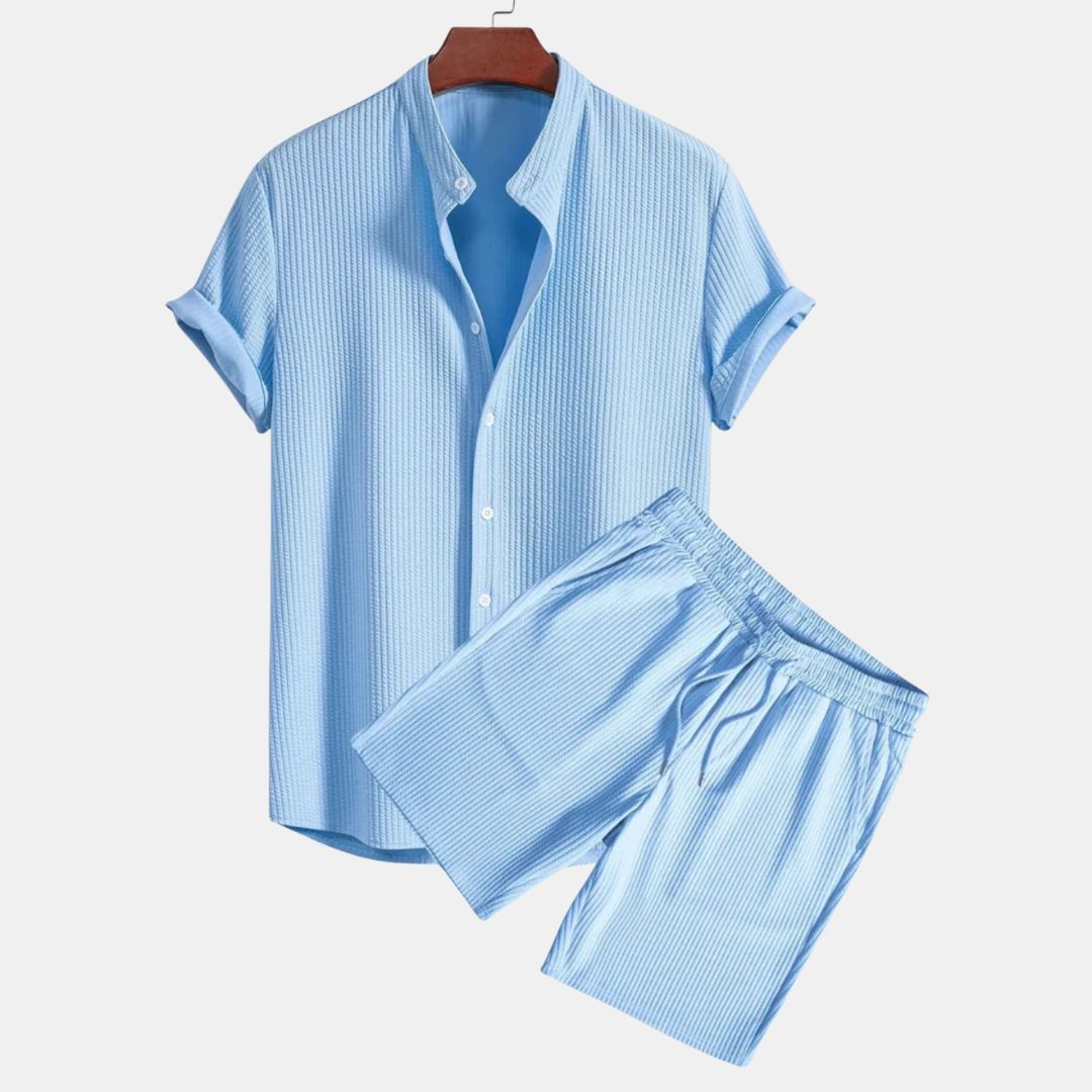 Waffle Button-Up Set – Casual & Comfortable