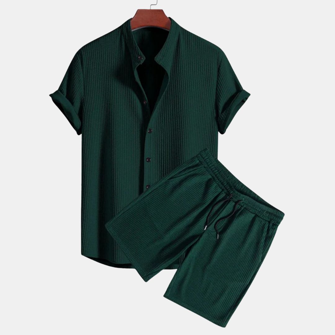 Waffle Button-Up Set – Casual & Comfortable