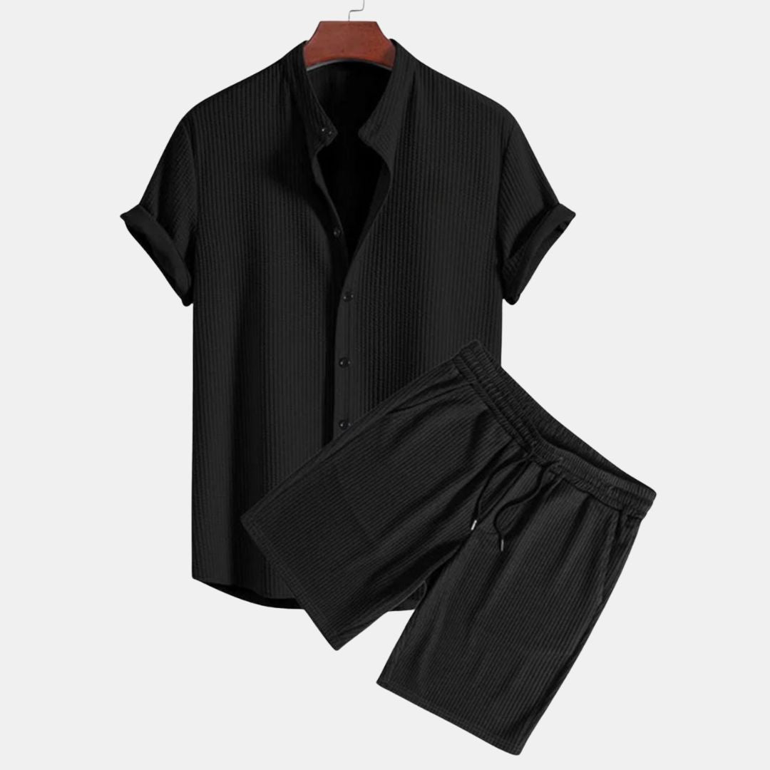 Waffle Button-Up Set – Casual & Comfortable