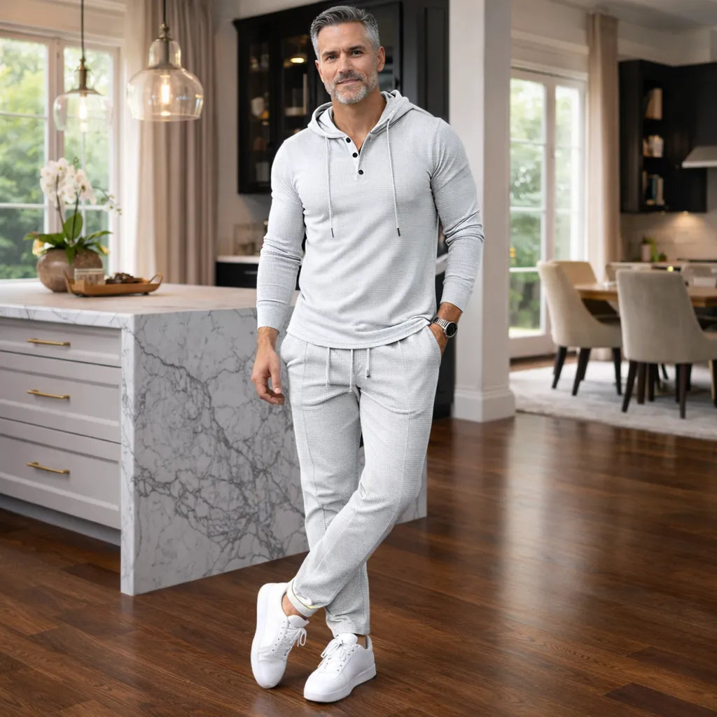 Men’s Waffle Texture Set – Hoodie & Sweatpants