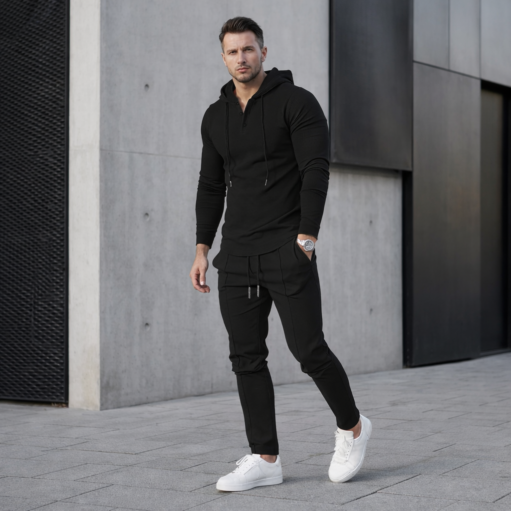 Men’s Waffle Texture Set – Hoodie & Sweatpants