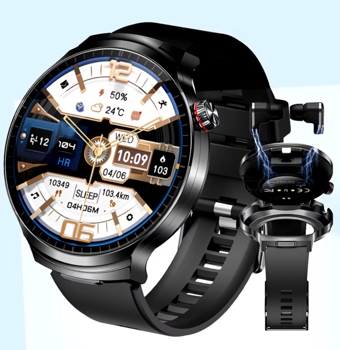 2-in-1 Smart Watch with Integrated TWS Earbuds