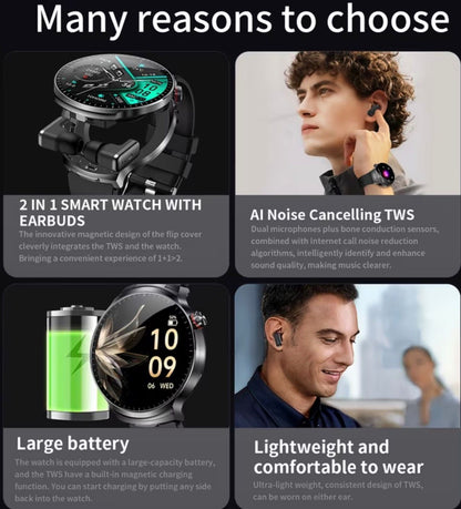 2-in-1 Smart Watch with Integrated TWS Earbuds