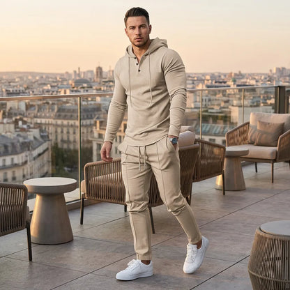 Men’s Waffle Texture Set – Hoodie & Sweatpants