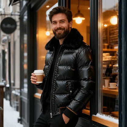 Men’s Premium Winter Puffer Jacket with Fur Collar